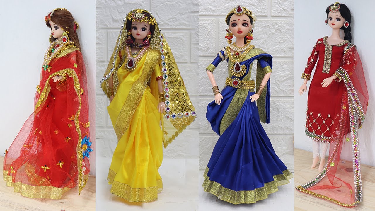 4 Doll decoration ideas | Doll decoration with clothes | Doll crafts