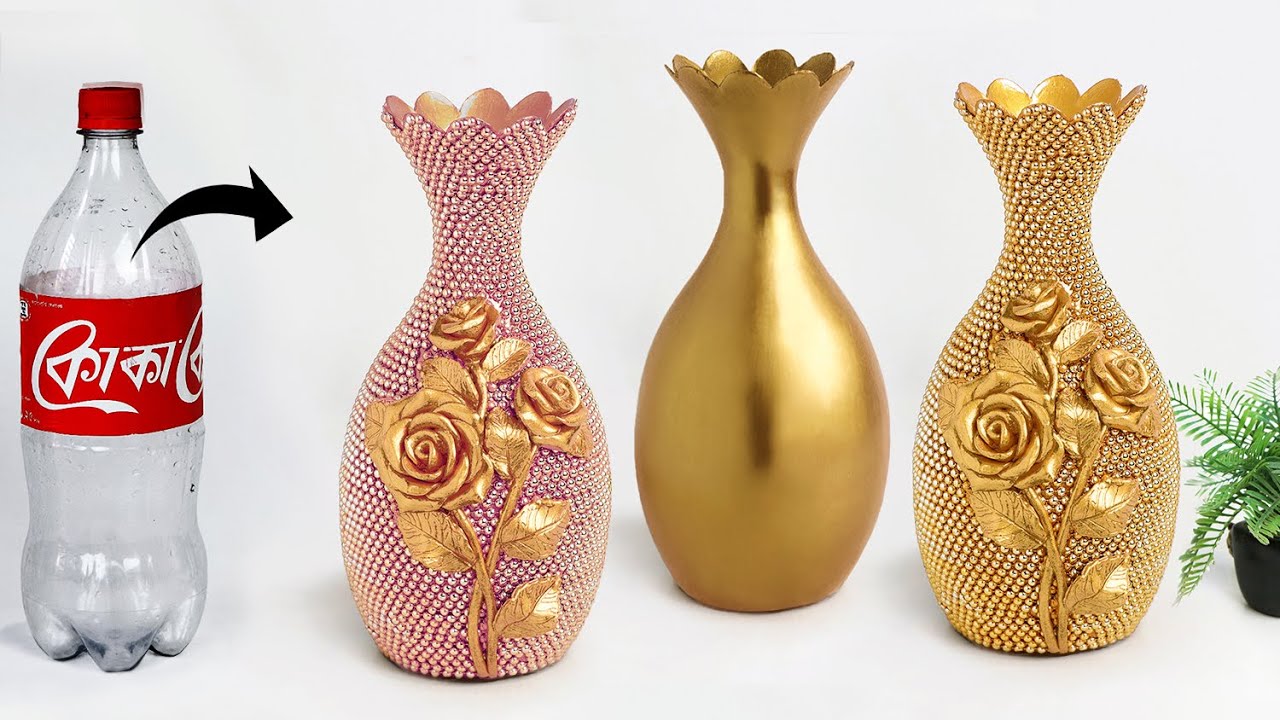 Plastic bottle flower vase making – Look like ceramic vase