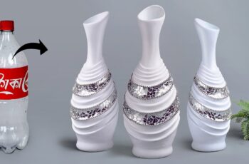 Plastic bottle flower vase making – Look like ceramic vase