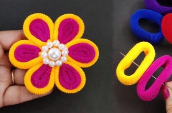 Beautiful Hair band flower making idea – Hair band embroidery flower – Rubber band flower making Beautiful Hair band flower making idea – Hair band embroidery flower – Rubber band flower making