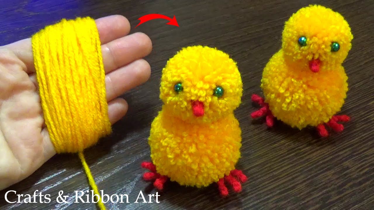 Super Easy Pom Pom Chicken Making Idea With Fingers