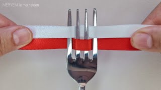 I made it with a ribbon and a fork, it was so cute