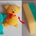 TOUGH SIMPLE AND CUTE teddy bear making from dish sponge.🐻