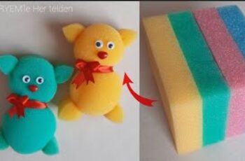TOUGH SIMPLE AND CUTE teddy bear making from dish sponge.🐻