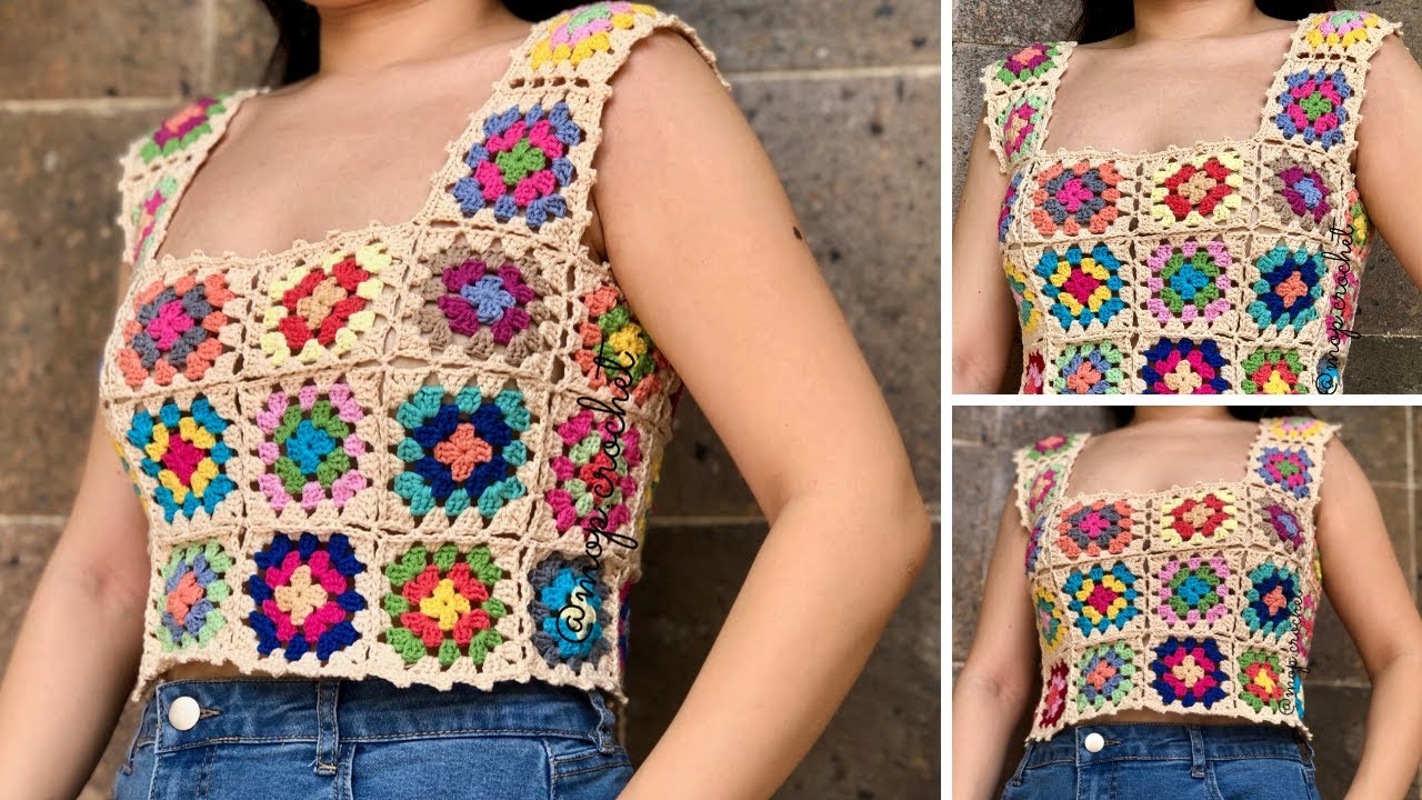 Top a Crochet con Grannys | Tutorial | Diestra