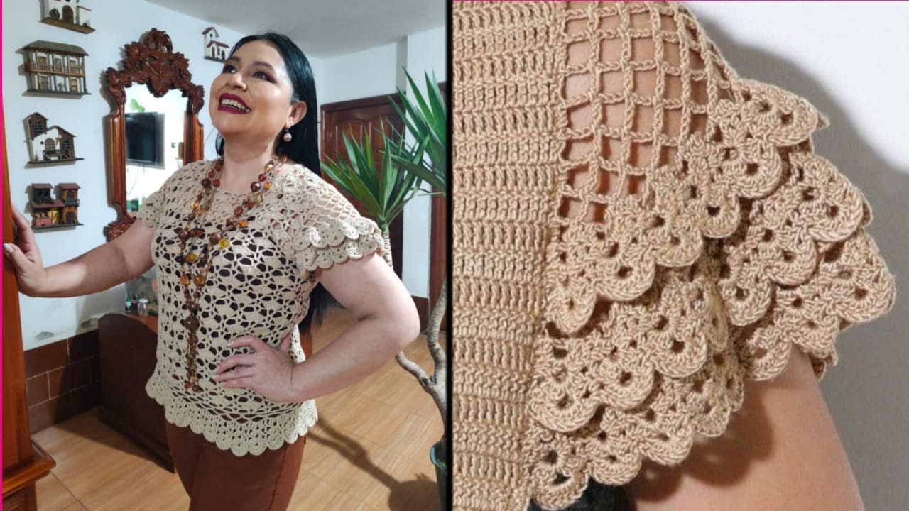 Blusa “Amanecer” a crochet Tutorial para TODAS LAS TALLAS