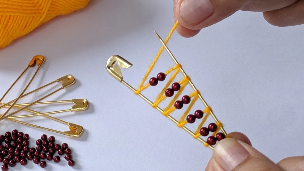 Increíble truco de diseño de flores bordadas a mano con pin Sefaty | Idea de diseño de flor de lana súper fácil