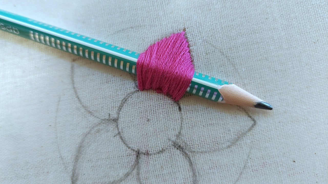Very easy and very beautiful flower design with pencil | latest embroidery tricks