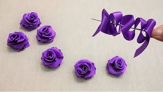 DIY – How To Make Ribbon Roses – Amazing Ribbon Flower Tricks – Easy To Make With Needle