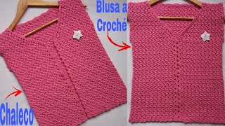 Cómo tejer chaleco a crochet/Blusa tejida a croché paso a paso Principiante/Cómo tejer Blusa a Croché