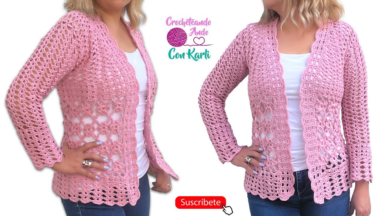 Chaqueta / Saco tejido a crochet – 🌹 Modelo “Rosita” 🌹 – TUTORIAL PASO A PASO