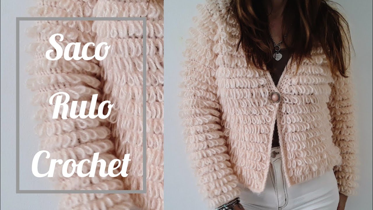 Saco top down a crochet punto Rulo/ punto bucle/Cardigan a crochet manga ranglan