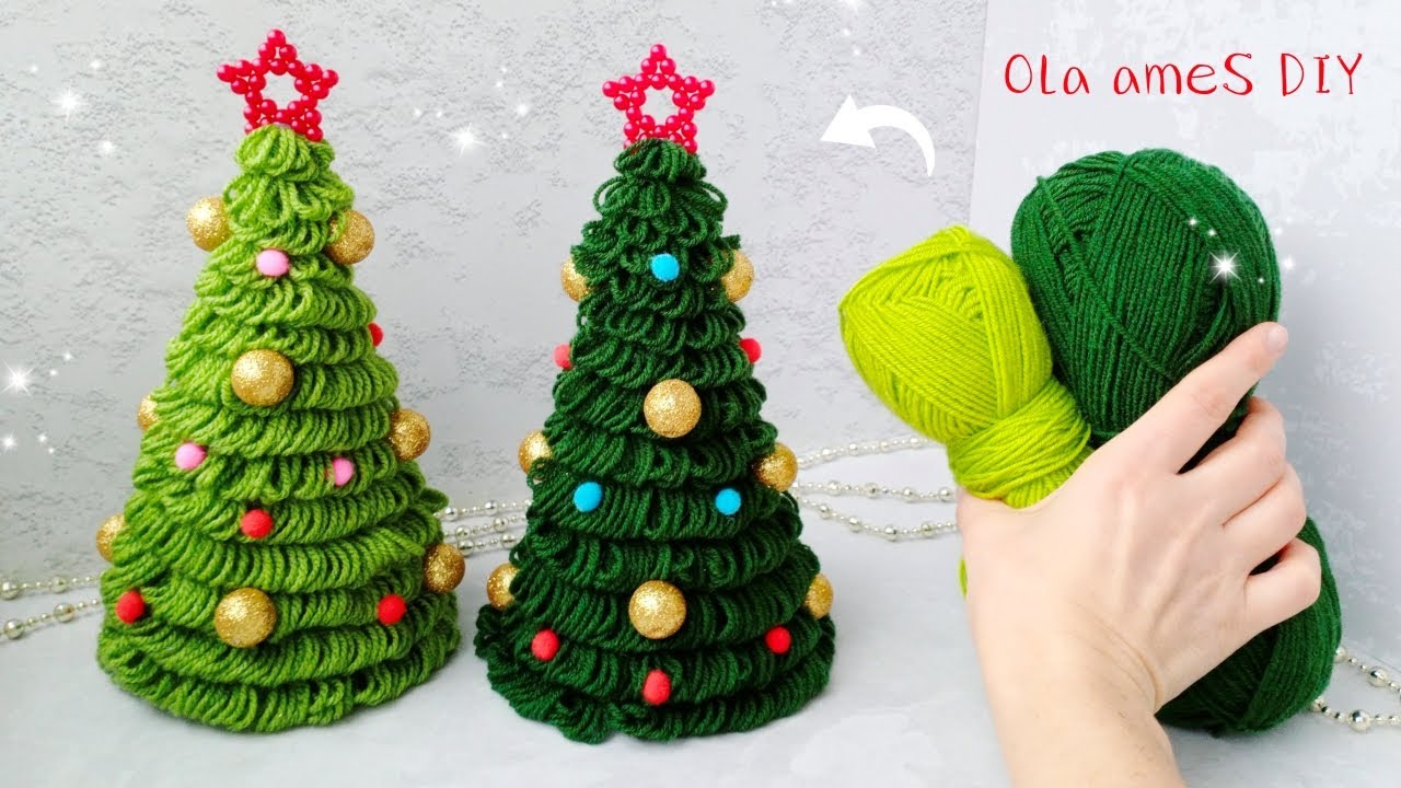 Yarn Christmas Tree 🎄 Easy to make ⭐ You’ll love this idea