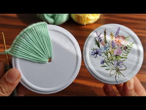 Wow!! Super Idea ,Easy Crochet Knitting-Look at the can lid, what did I knit?Kavanoz Kapağına Örgü