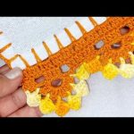 Barrado em crochê girassol para pano de prato