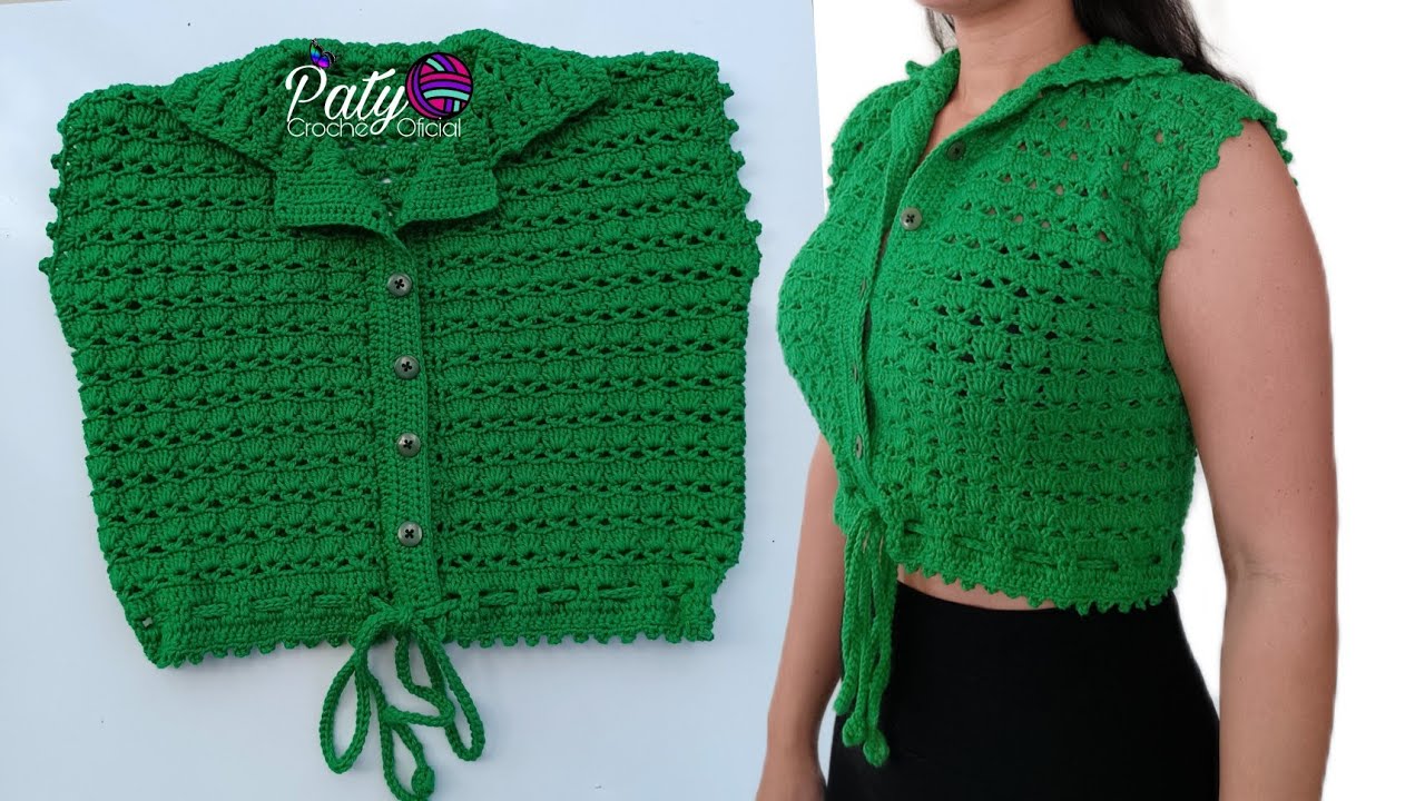 Blusa Crochê Polo (PP, P, M, G e GG)