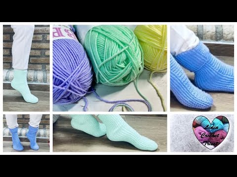 TUTO ChaussettesTRICOT ! Calcetines tejidos socks knit easy pattern #crochet #knitting #knit
