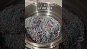 Reclaiming frogged yarn with a pasta colander #yarn #knitting #crochet #knittingpodcast