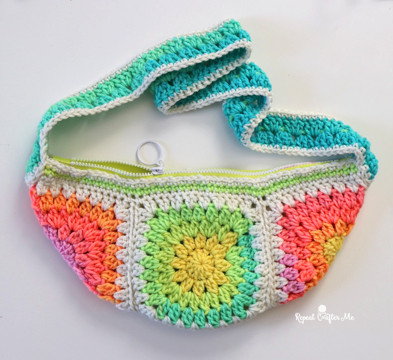 Crochet Red Heart Granny Fanny Bag