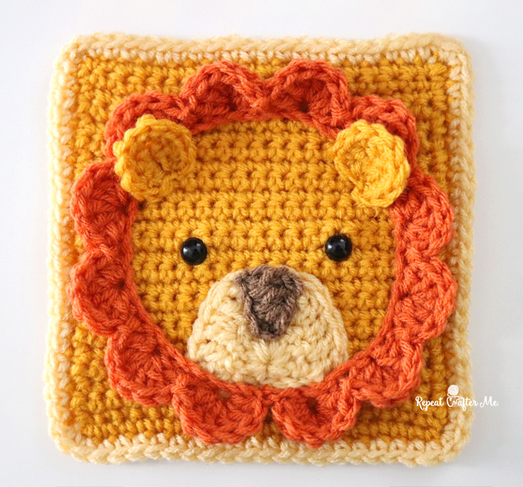 Lion Crochet Square – Repeat Crafter Me