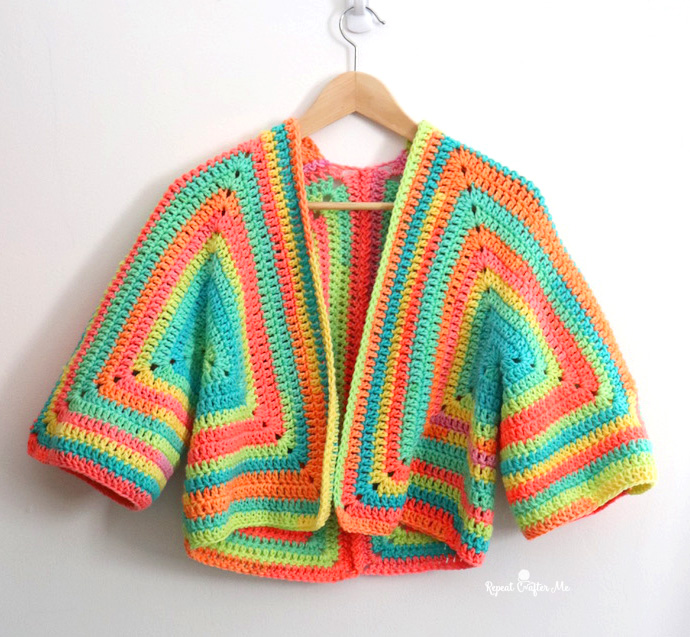 Crochet Retro Stripe Hexagon Cardigan