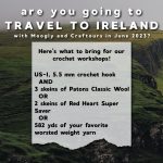 Craftours and Moogly Trip to Ireland in 2023 – Supply List