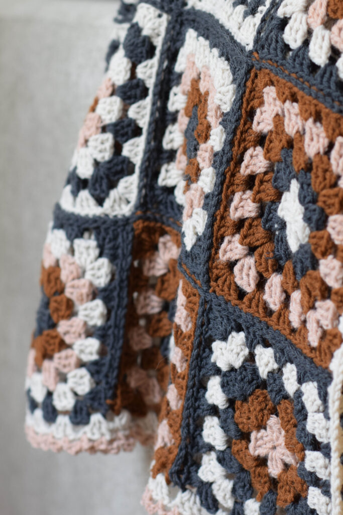 granny square crochet blanket in fall colors