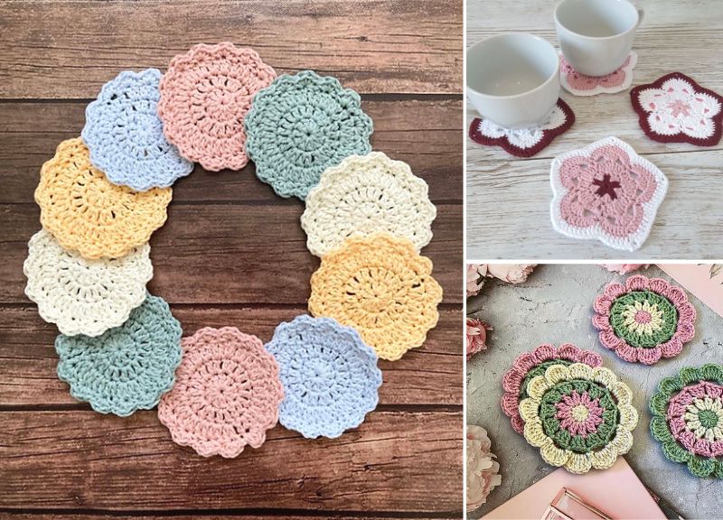 Decorative Flower Crochet Coasters