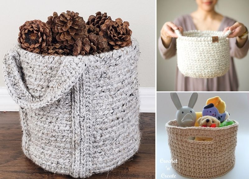Neutral and Easy Crochet Baskets