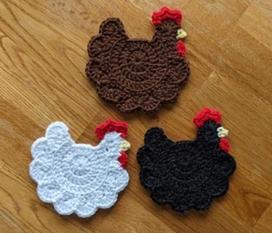 Chicken Crochet Coaster 