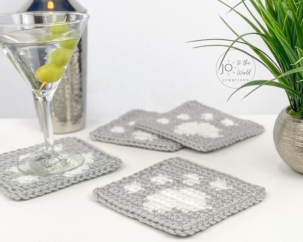 Paw Print Crochet Coaster