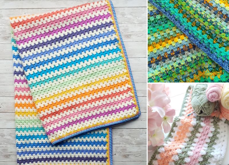 Easy Granny Stripe Blankets with Free Patterns