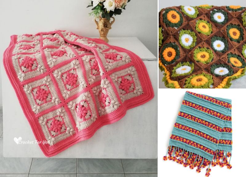 Crochet Blankets With Floral Motifs