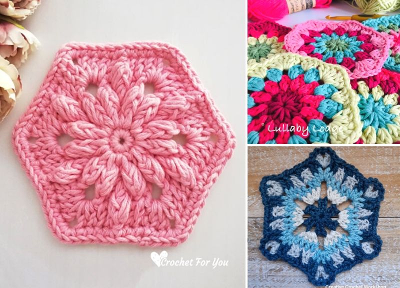 Gorgeous Colorful Crochet Hexagons – Pattern Center