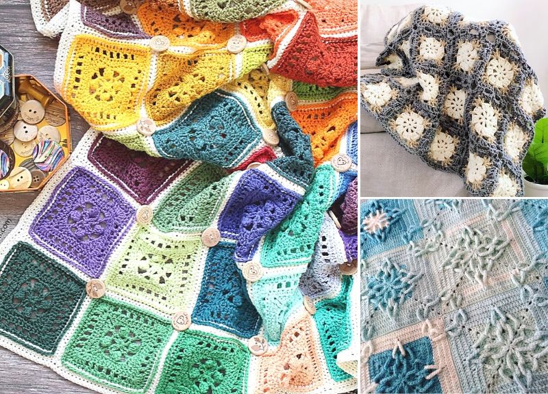 Square Motif Lovely Crochet Blankets
