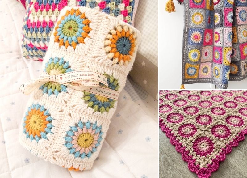 Sunburst Granny Squares Crochet Free Pattern