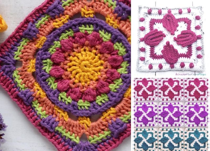Stunning Colorful Crochet Squares – Pattern Center