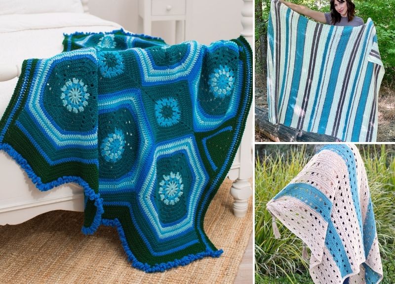 Beautiful Vibrant Blue Crochet Throws