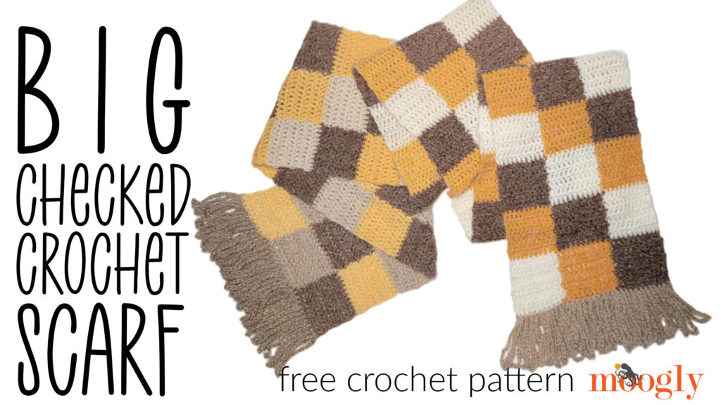 Big Checked Crochet Scarf Free Pattern on Moogly