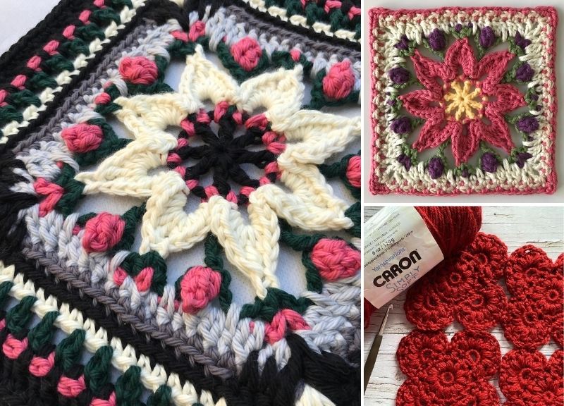 Gorgeous Colorful Crochet Square Floral Block