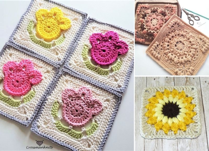 Beautiful Flower Crochet Squares – Pattern Center