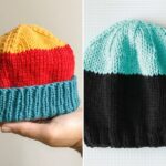 Knitted Color-Block Baby Beanies