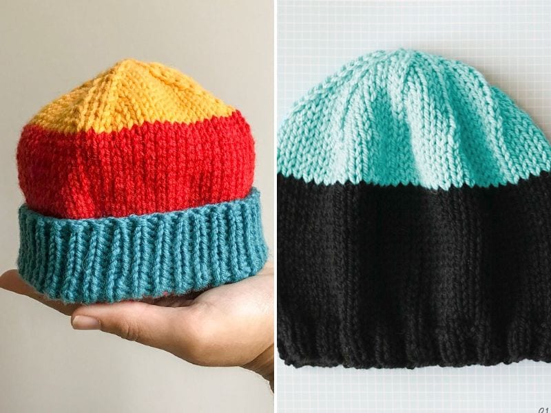 Knitted Color-Block Baby Beanies