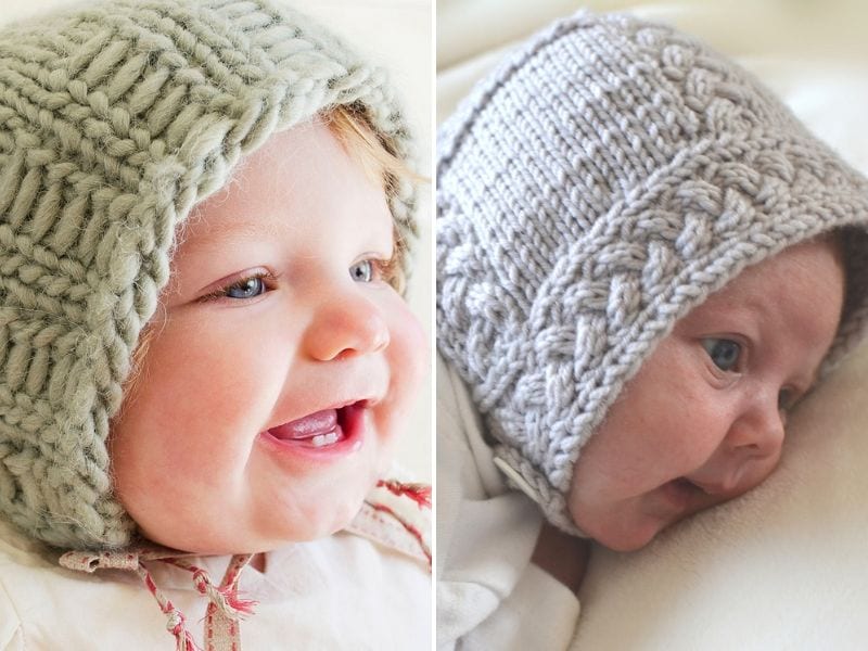 Adorable Knitted Baby Bonnets