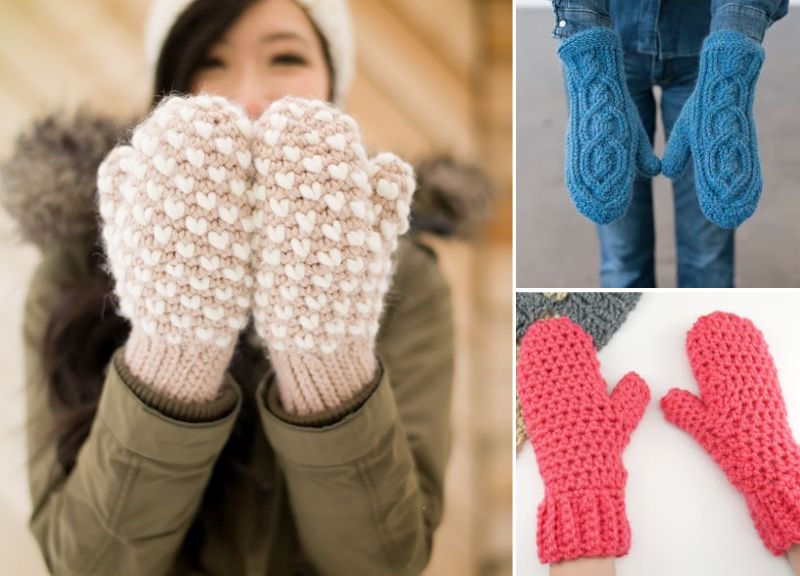 Chunky Warm Colorful Crochet Mittens
