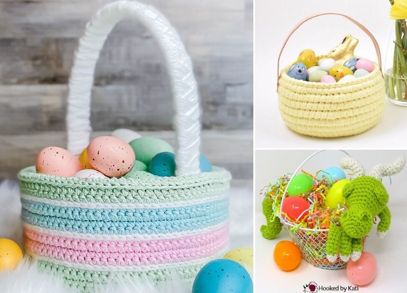 Cute Colorful Crochet Easter Baskets