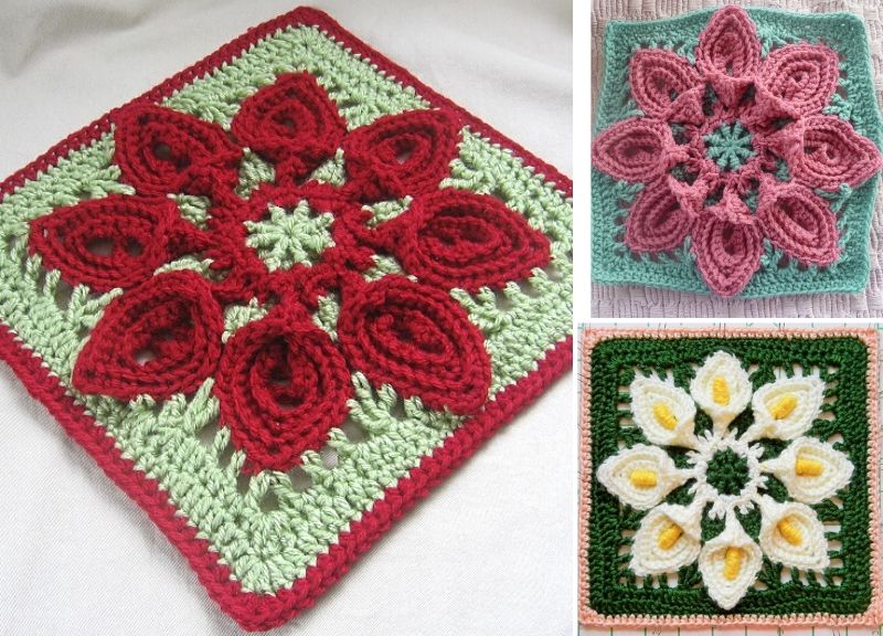 Amazing Flowery Afghan Blocks – Pattern Center