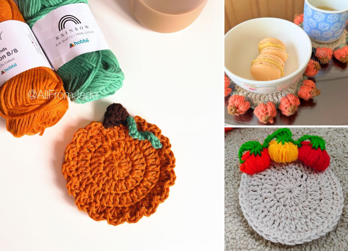 Crochet Pumpkin Coasters –