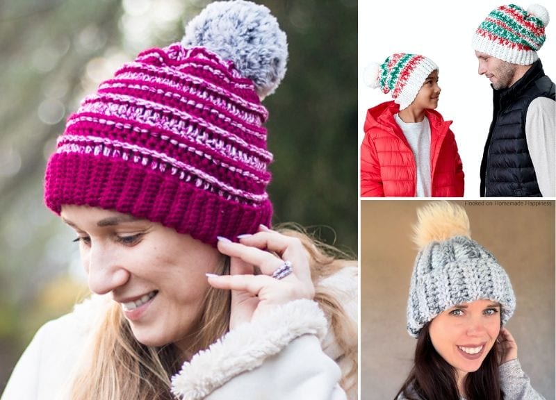 Trendy Pom Pom Crochet Beanies