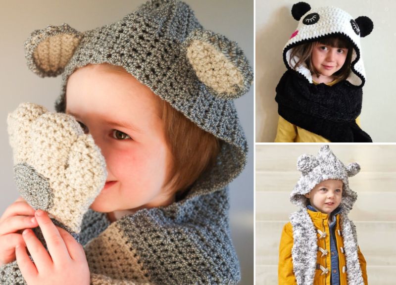 Hooded Crochet Hoode Scarves for Kids